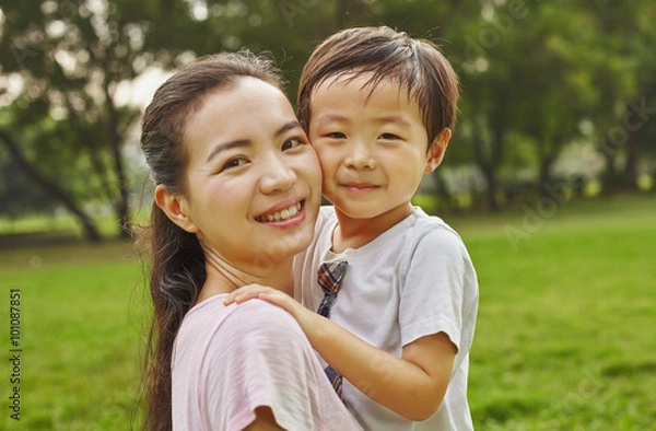Obraz Asian mom with son