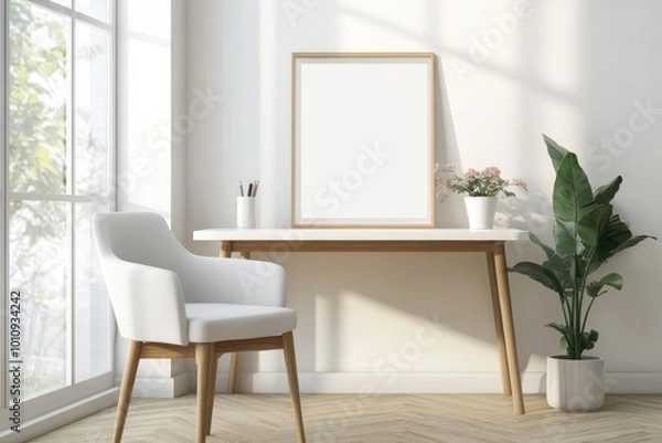 Obraz modern living room with image frame and table