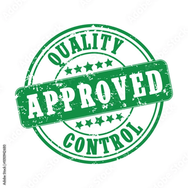 Fototapeta Quality Control Approved rubber ink stamp vector isolated on a white background