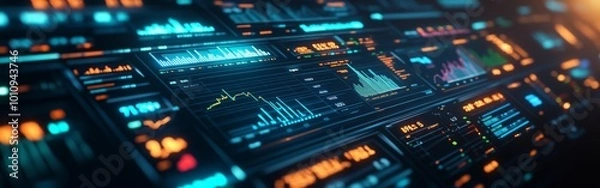 Fototapeta Detailed Financial Analytics Dashboard Displaying Stock Market Data for Business Investment Research
