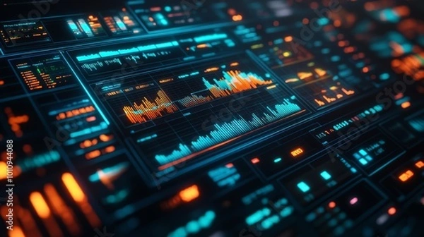 Fototapeta Detailed Financial Analytics Dashboard Displaying Stock Market Data for Business Investment Research