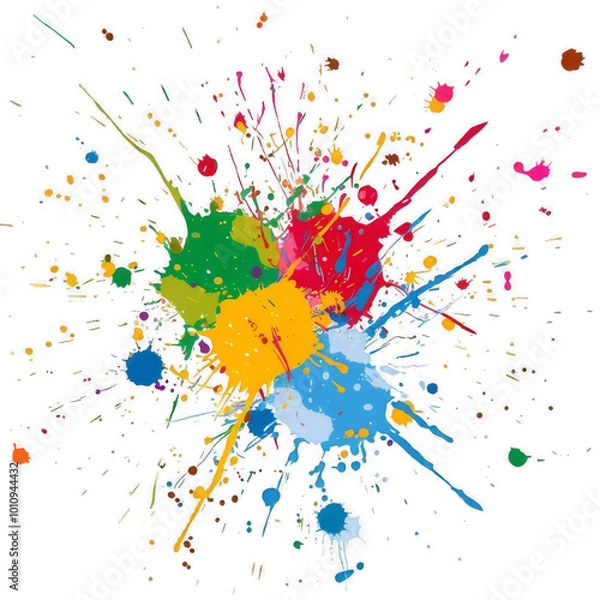 Fototapeta Abstract Paint Splatter with Bright Colors, Artistic Chaos in Motion on Transparent Background