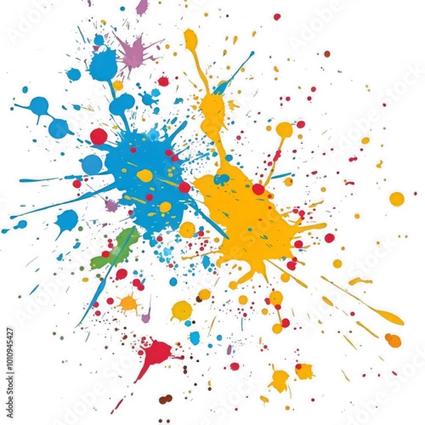 Fototapeta Multicolored Paint Splatter Artwork, Modern Art Expression on Transparent Background