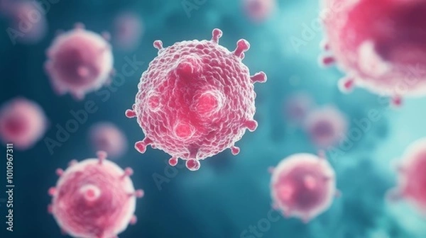 Fototapeta Bacterial toxins damaging host cells, pathogenesis, 3D illustration