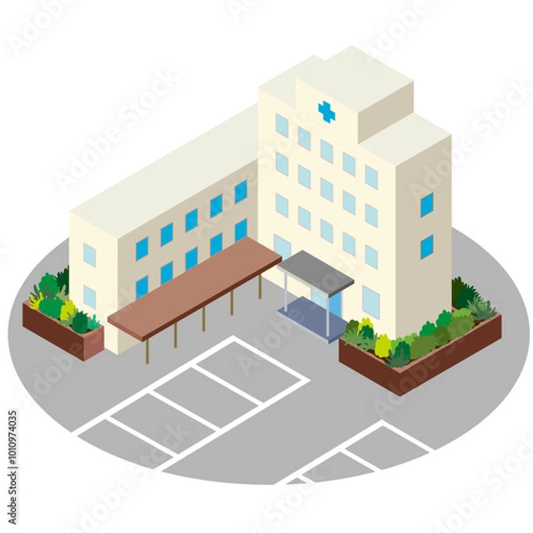 Obraz アイソメトリック　建物病院のイラスト2