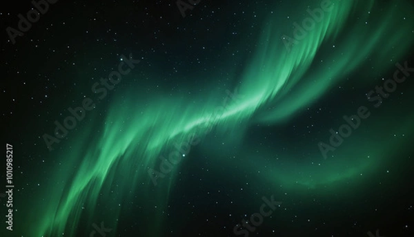 Fototapeta Beautiful aurora in the night sky, alien landscape in the north