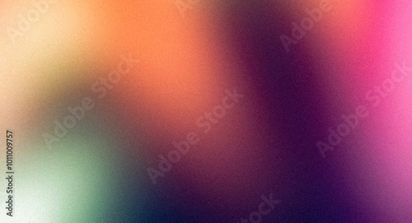 Fototapeta Abstract soft magenta orange pink blue color grainy retro backdrop design. Vibrant colors pastel smooth noise texture gradient, banner or poster and website header