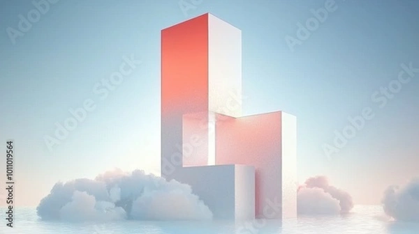 Fototapeta Abstract Geometric Structures in Bright Sky Background
