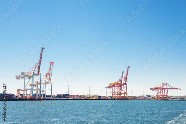 Obraz cargo port with cranes