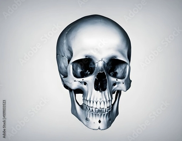 Fototapeta Detailed transparent view of a human skull, highlighting anatomical structures and contours. Horror