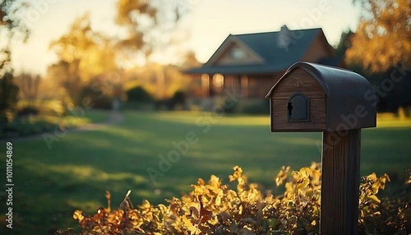Fototapeta Rustic Mailbox in a Golden Hour Setting
