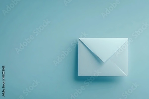Obraz Single Blue Envelope on a Light Blue Background