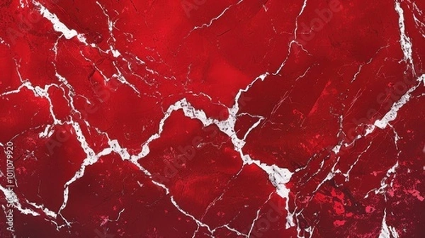 Fototapeta Red Marble Texture with White Veins Background