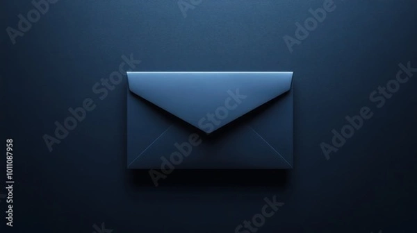 Fototapeta Single closed envelope lying on a dark blue background
