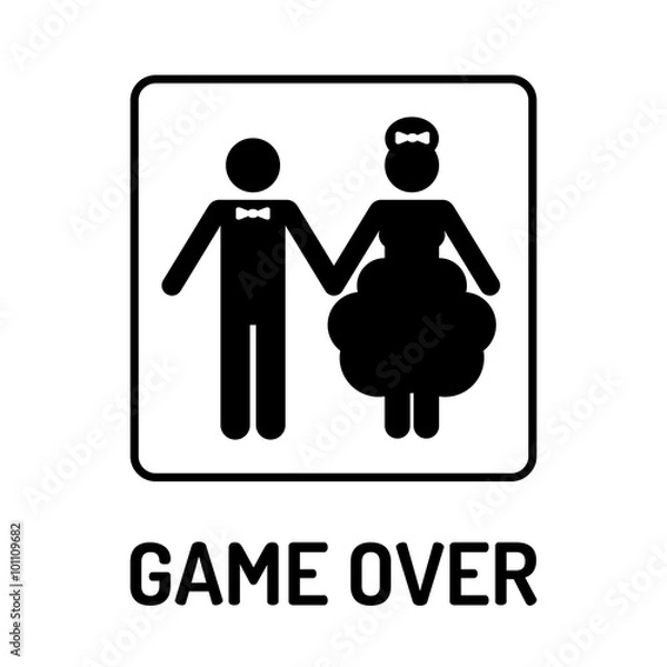 Obraz Cartoon Funny Wedding Symbol - Game Over