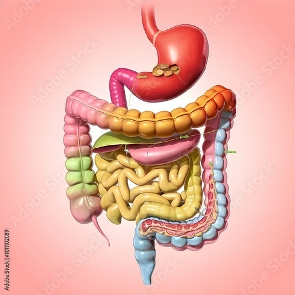 Fototapeta illustration of the human digestive system,generative ai