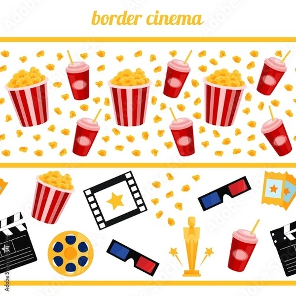 Fototapeta Sinema elements on a white background vector border seamless hor