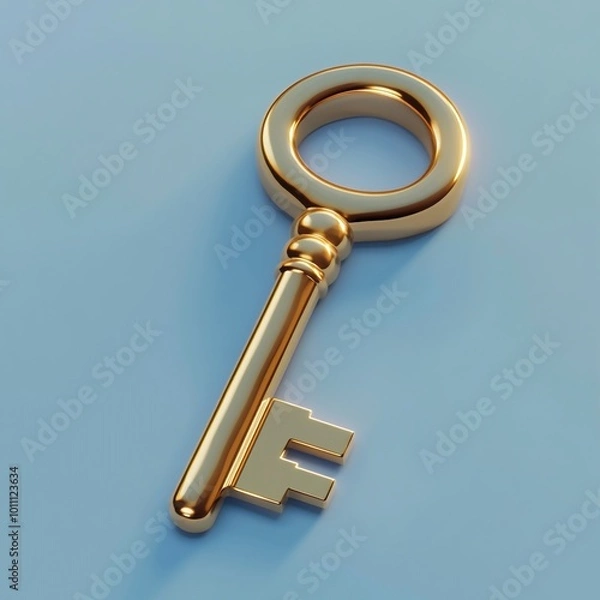 Obraz 3D Key Icon: Security and Access Illustration Logo
