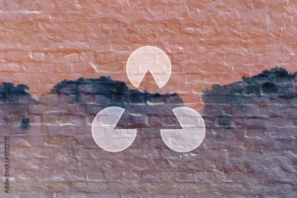 Fototapeta Gestalt triangle on the brick wall