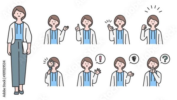 Fototapeta 若い女性　上半身・表情バリエーション