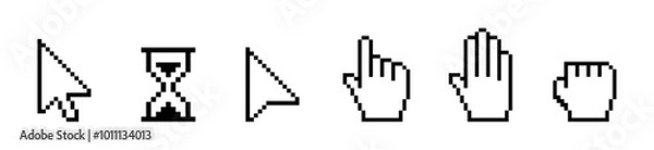 Fototapeta Cursor icon pixel set. Computer pixel cursor.