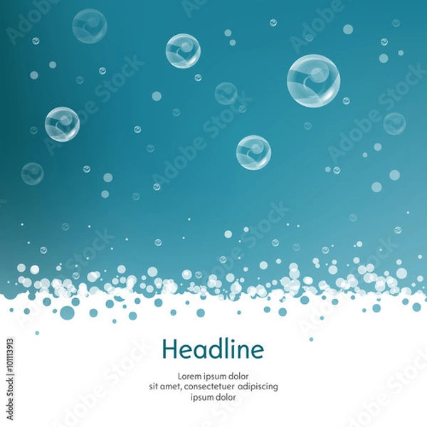 Obraz Bubbles with straw on blue background