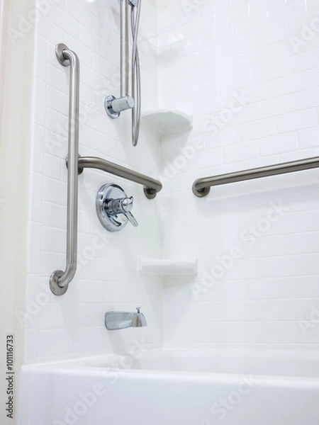 Fototapeta Disabled Handicapped Shower with Grab Bars