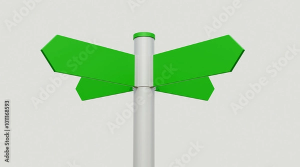 Fototapeta 3d direction road sign isolated on white background. 3d way finding sign isolated on white background. Realistic street sign. Direction sign post with arrow. Signpost road direction.