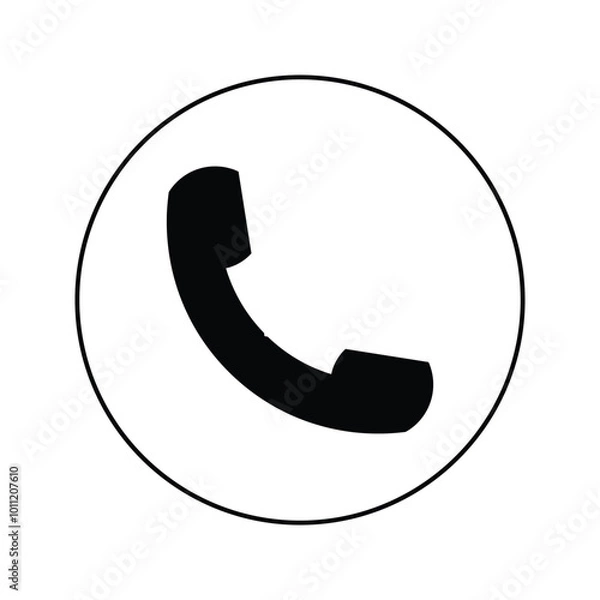 Fototapeta Phone solid icon with circle.