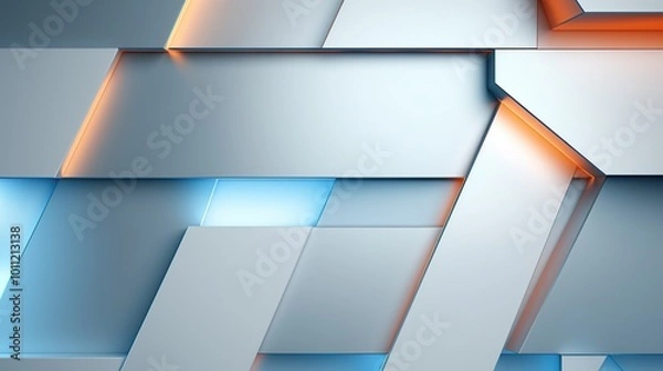 Fototapeta Abstract geometric background with silver, orange and blue colors