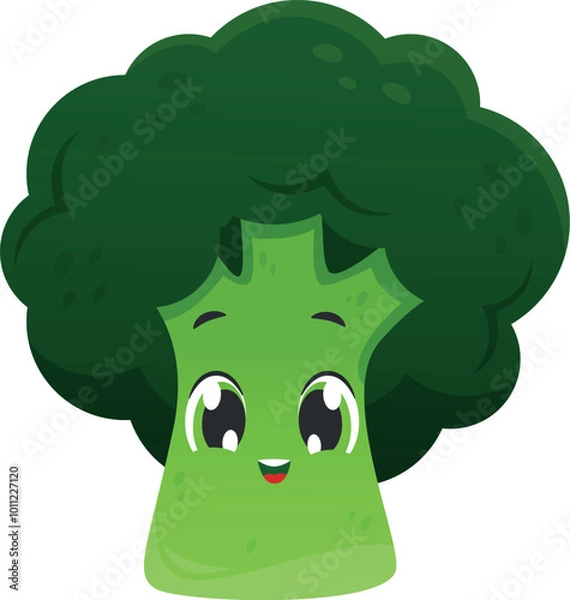 Obraz Cute broccoli vegetables vector illustration for kids
