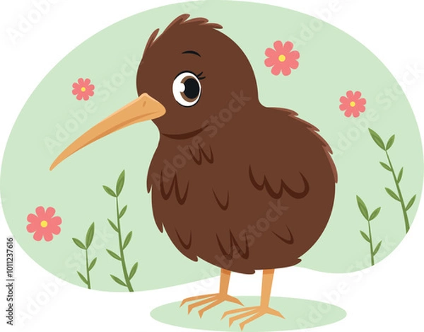 Obraz Cute Australian bird cockatiel parrot, vector illustration for kids
