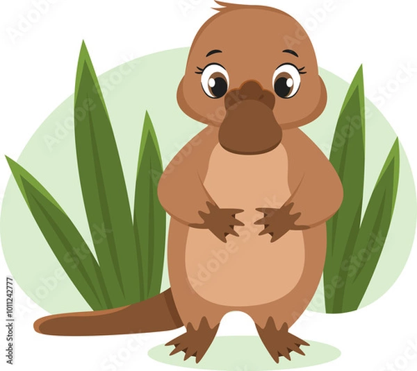 Obraz Vector children's cute cartoon style illustration of the Australian platypus for children's products