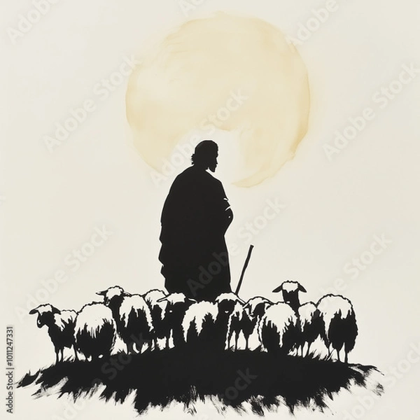 Fototapeta The Lord is my Shepard Sillhouette