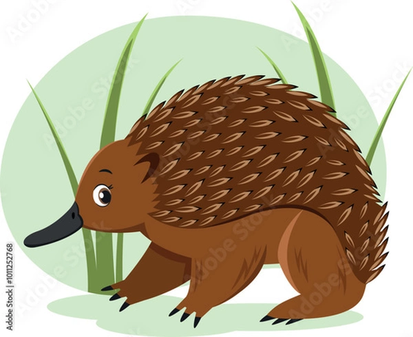 Obraz Vector children's cute cartoon style illustration of the Australian echidna for children's products
