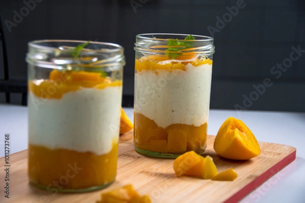 Obraz Peach Dessert in Glas