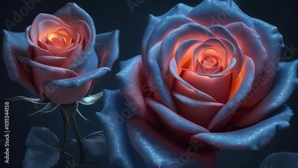 Fototapeta rose on blue