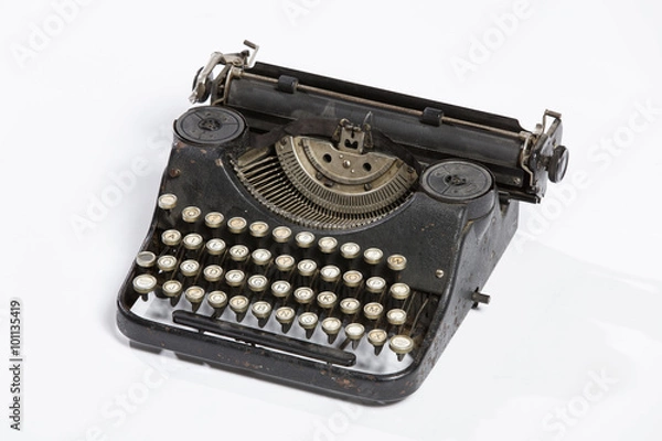 Fototapeta Old typewriter, blank sheet in a typewriter.