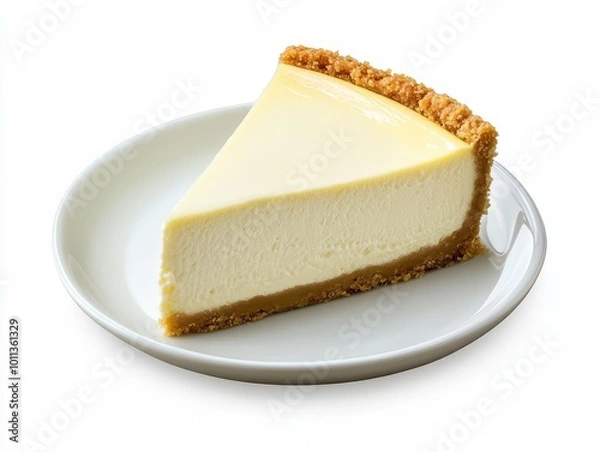 Obraz A classic New York cheesecake on an elegant white plate
