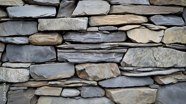 Fototapeta A meticulously arranged stone wall showcasing the precision and artistry of ancient architecture. The stones are perfectly fitted together without the use of mortar