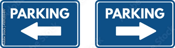 Fototapeta Parking right and left icon set . Blue parking sign direction rectangular . Vector illustration