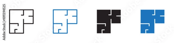 Fototapeta Home layout icon linear graphics set vector in black