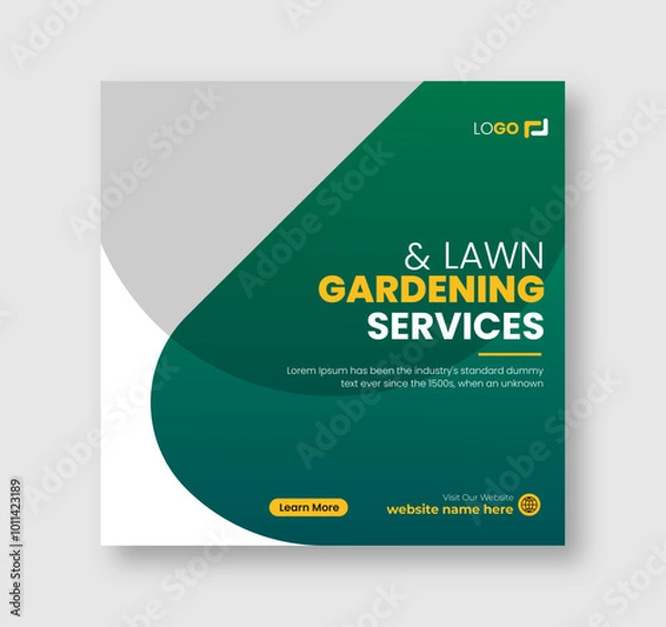 Obraz Lawn and gardening or landscaping service social media post and web banner template