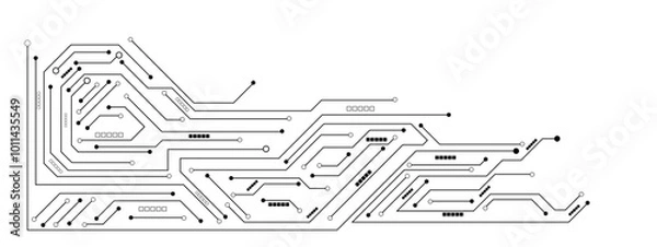 Obraz Vector Technology black circuit diagram concept. Abstract technology on white background. High-tech circuit board .