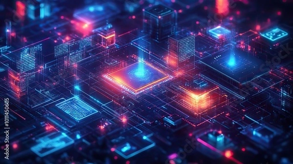 Fototapeta an illustration of app modernization concept showcasing the evolution of technological application development with focus on artificial intelligence growth ,digital transformation