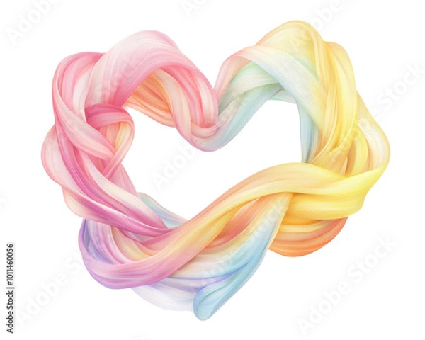 Fototapeta Colorful heart shape, smooth flowing design on white background.