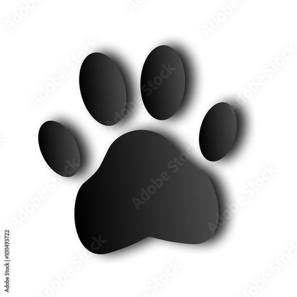 Fototapeta black cat footprints with transparent background shadow