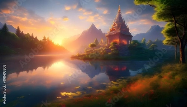 Fototapeta mystical river landscape