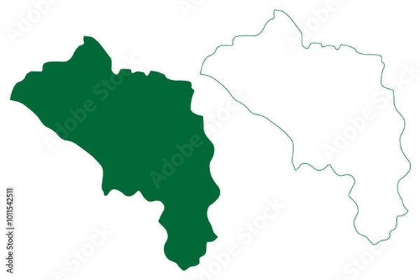 Obraz Upper Siang district (Arunachal Pradesh State, Republic of India) map vector illustration, scribble sketch Upper Siang map