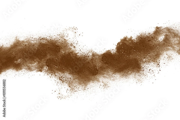 Fototapeta Brown color powder explosion isolated on white background. Colored cloud. Colorful dust explode. Paint Holi